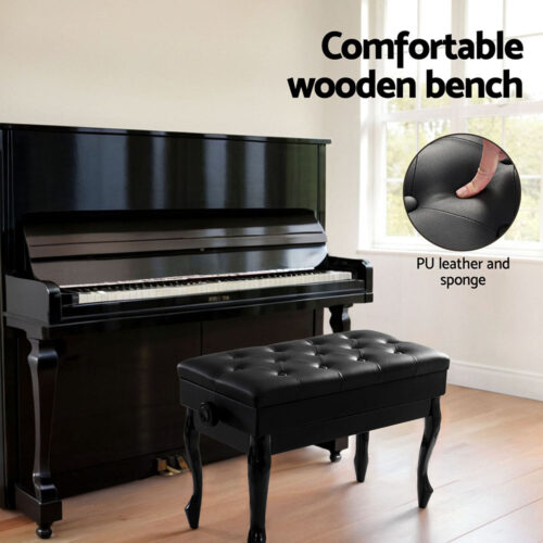 Alpha Piano Bench Stool Adjustable Height Keyboard Seat - Image 4
