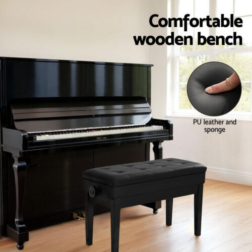 Alpha Piano Bench Stool Adjustable Height Keyboard Seat - Image 4