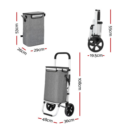 Emajin Shopping Trolley Cart 45KG Foldable Grey - Image 2
