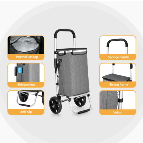 Emajin Shopping Trolley Cart 45KG Foldable Grey - Image 6