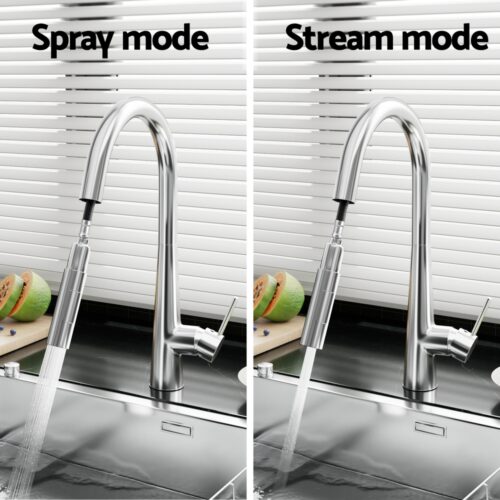 Kitchen Mixer Tap Pull Out Round 2 Mode Sink Basin Faucet Swivel WELS Chrome - Image 5
