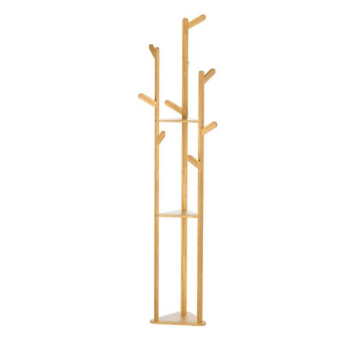 Artiss Clothes Rack Airer Coat Stand 9 Hooks Bamboo - Image 3