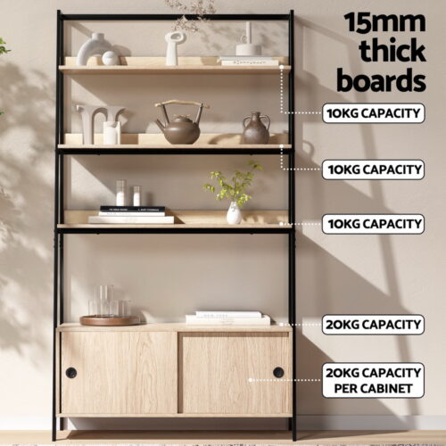 Artiss Bookshelf 5 Tier Cube Cabinet MIRA Oak - Image 7