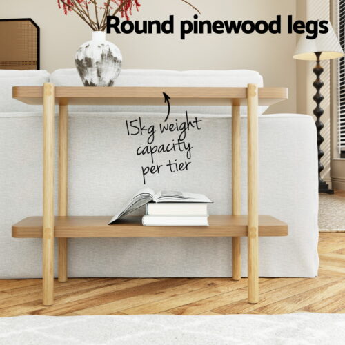 Artiss Console Table 92CM 2-tier Pine Sera - Image 8