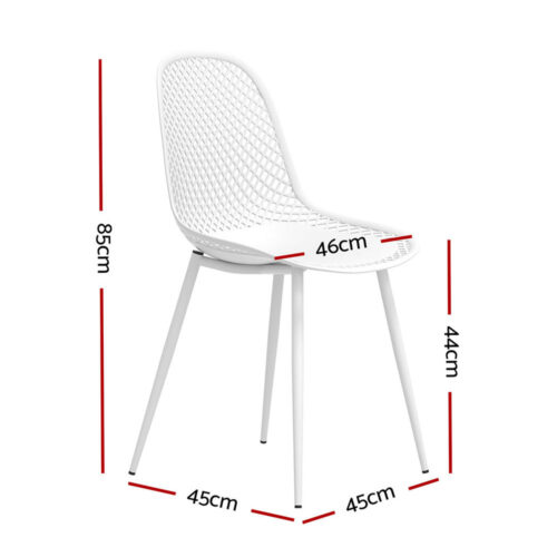 Gardeon 4PC Outdoor Dining Chairs PP Lounge Chair Patio Garden Furniture White - Image 2
