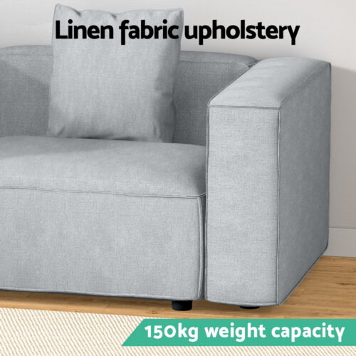Artiss Modular Sofa Chaise Set 1-Seater Grey - Image 4