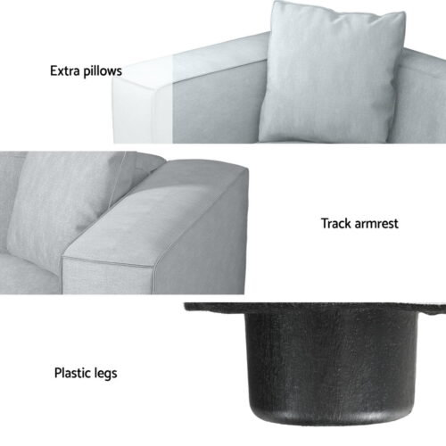 Artiss Modular Sofa Chaise Set 1-Seater Grey - Image 5