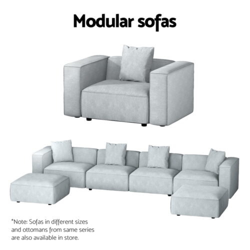 Artiss Modular Sofa Chaise Set 1-Seater Grey - Image 6