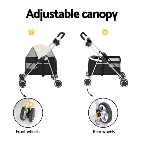 i.Pet Pet Stroller Pram Dog Cat Carrier Cage Large Travel Pushchair Foldable 4 Wheels - Image 4