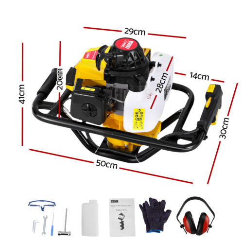 Giantz 82CC Post Hole Digger Motor Only Petrol Engine Yellow - Image 2