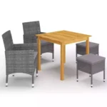 5-Piece Garden Dining Set Grey