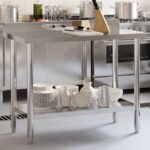 Kitchen Work Table with Backsplash 110x55x93cm Stainless Steel