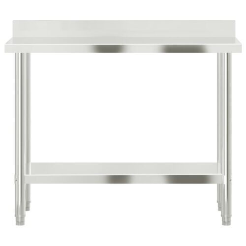 Kitchen Work Table with Backsplash 110x55x93cm Stainless Steel - Image 5