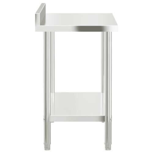 Kitchen Work Table with Backsplash 110x55x93cm Stainless Steel - Image 6