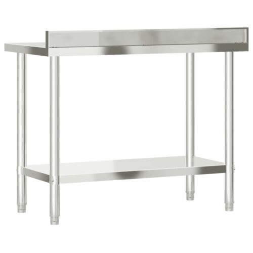 Kitchen Work Table with Backsplash 110x55x93cm Stainless Steel - Image 7