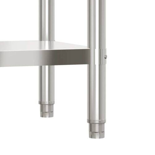 Kitchen Work Table with Backsplash 110x55x93cm Stainless Steel - Image 8