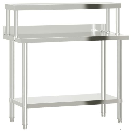 Kitchen Work Table with Overshelf 110x55x120cm Stainless Steel