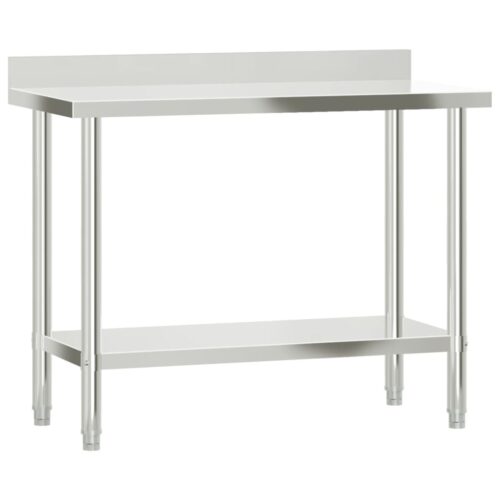 Kitchen Work Table with Overshelf 110x55x120cm Stainless Steel - Image 4