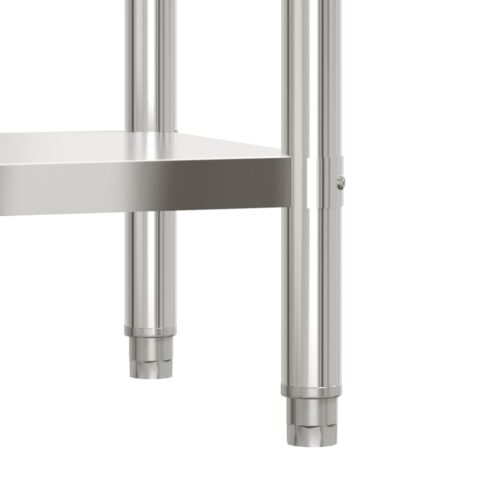 Kitchen Work Table with Overshelf 110x55x120cm Stainless Steel - Image 7