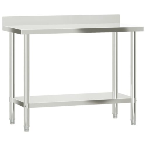 Kitchen Work Table with Overshelf 110x55x150cm Stainless Steel - Image 4