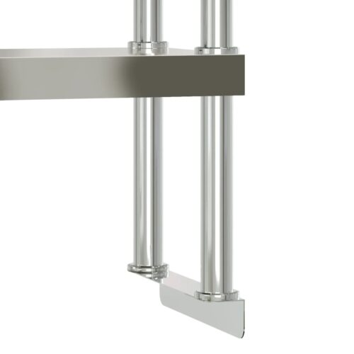 Kitchen Work Table with Overshelf 110x55x150cm Stainless Steel - Image 7