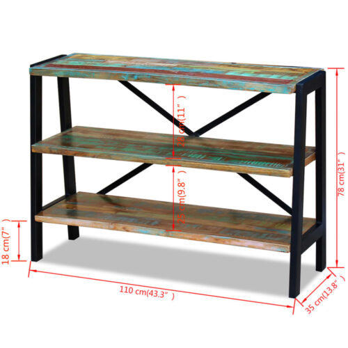 Sideboard 3 Shelves Solid Reclaimed Wood - Image 8