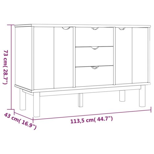 Sideboard OTTA 113.5x43x73cm Solid Wood Pine - Image 6