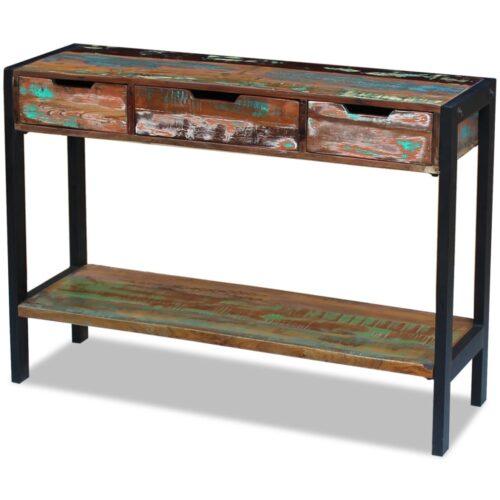 Sideboard 3 Drawers Solid Reclaimed Wood - Image 4