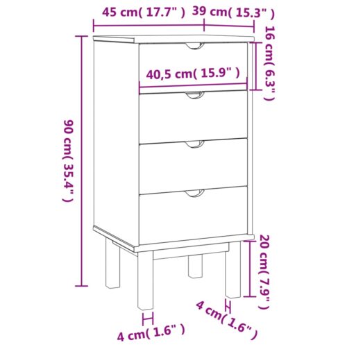 Drawer Cabinet OTTA 45x39x90cm Solid Wood Pine - Image 6