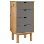 Drawer Cabinet OTTA Brown Grey 45x39x90cm Solid Wood Pine