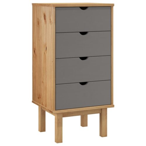 Drawer Cabinet OTTA Brown Grey 45x39x90cm Solid Wood Pine