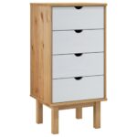 Drawer Cabinet OTTA Brown White 45x39x90cm Solid Wood Pine