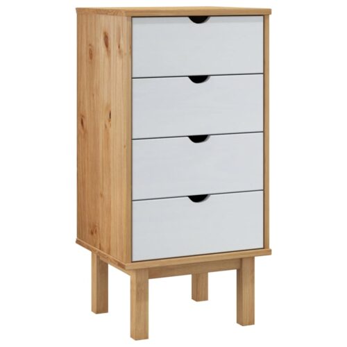 Drawer Cabinet OTTA Brown White 45x39x90cm Solid Wood Pine