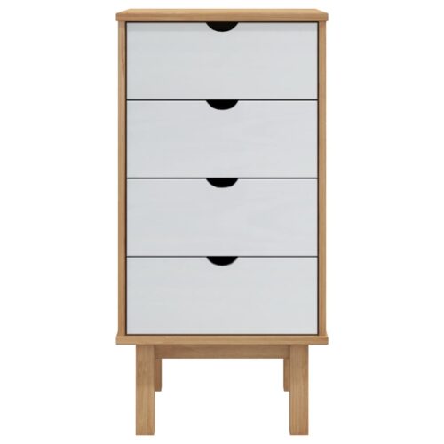 Drawer Cabinet OTTA Brown White 45x39x90cm Solid Wood Pine - Image 3