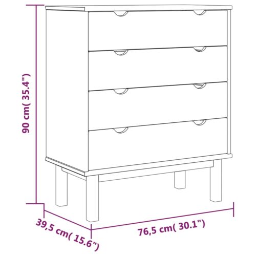 Drawer Cabinet OTTA 76.5x39.5x90cm Solid Wood Pine - Image 6