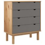 Drawer Cabinet OTTA Brown Grey 76.5x39.5x90cm Solid Wood Pine