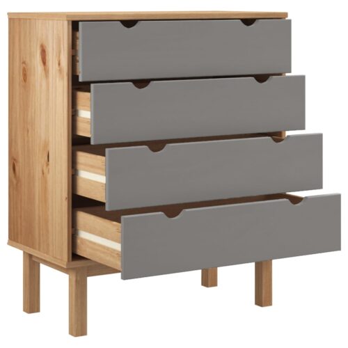 Drawer Cabinet OTTA Brown Grey 76.5x39.5x90cm Solid Wood Pine - Image 4