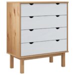 Drawer Cabinet OTTA Brown White 76.5x39.5x90cm Solid Wood Pine