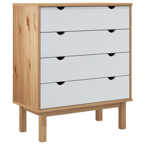 Drawer Cabinet OTTA Brown White 76.5x39.5x90cm Solid Wood Pine