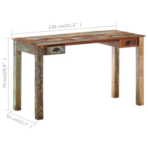 Desk 130x55x76cm Solid Reclaimed Wood - Image 7