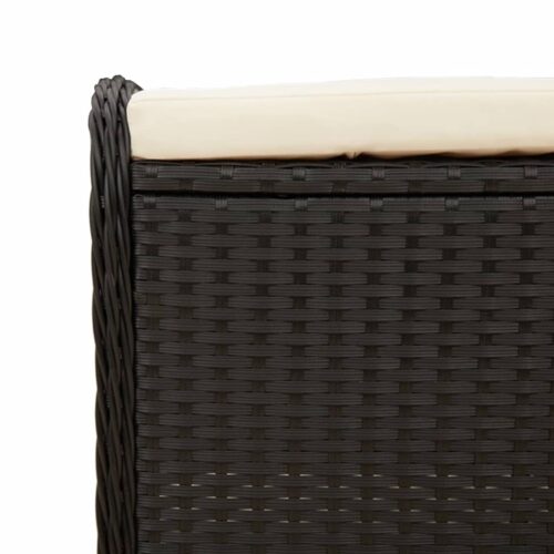 Outdoor Garden Stool Wicker Rattan Patio Ottoman Padded Bench Seat Black 58x46x46cm - Image 7
