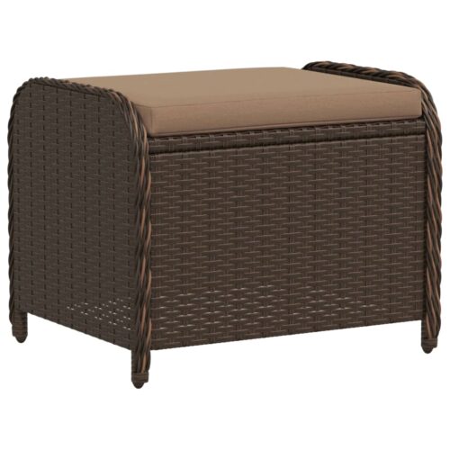 Garden Stool with Cushion Brown 58x46x46cm