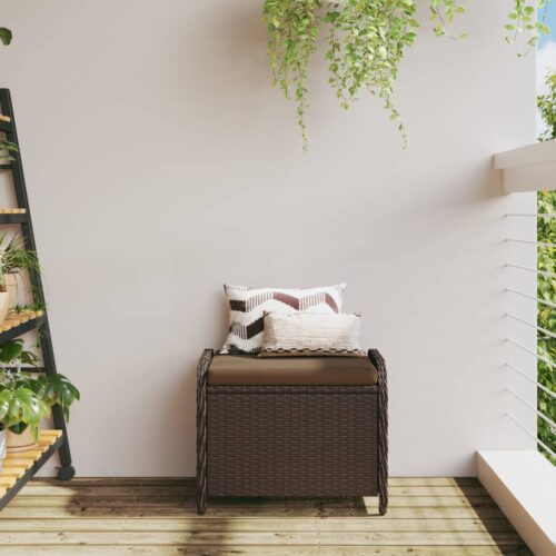 Garden Stool with Cushion Brown 58x46x46cm - Image 3