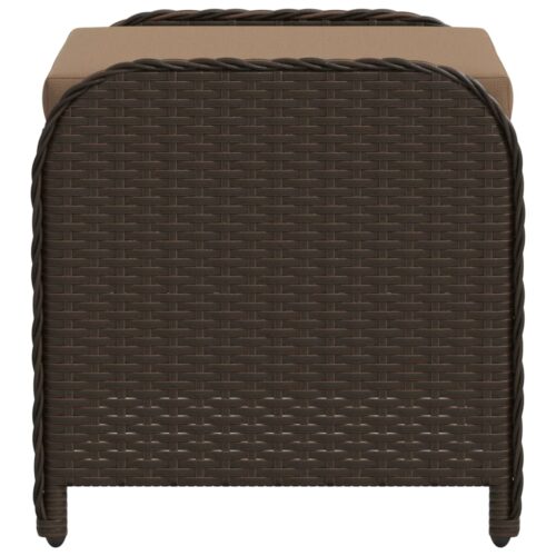 Garden Stool with Cushion Brown 58x46x46cm - Image 5