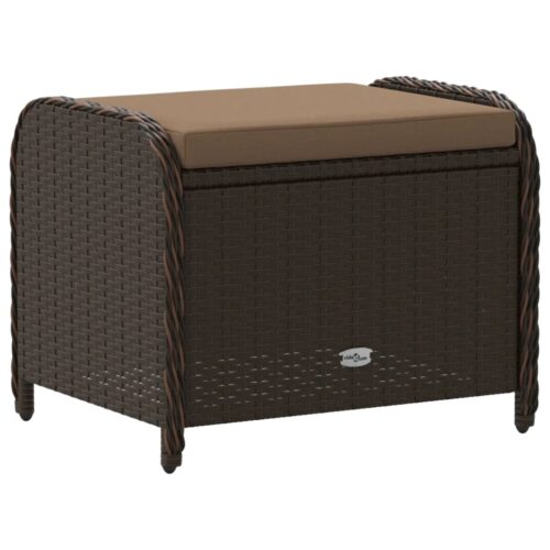 Garden Stool with Cushion Brown 58x46x46cm - Image 6