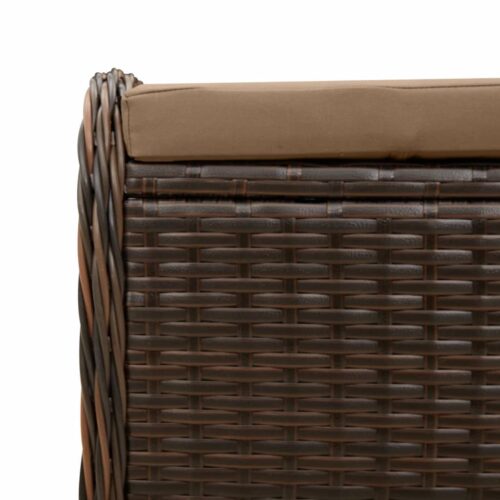 Garden Stool with Cushion Brown 58x46x46cm - Image 7