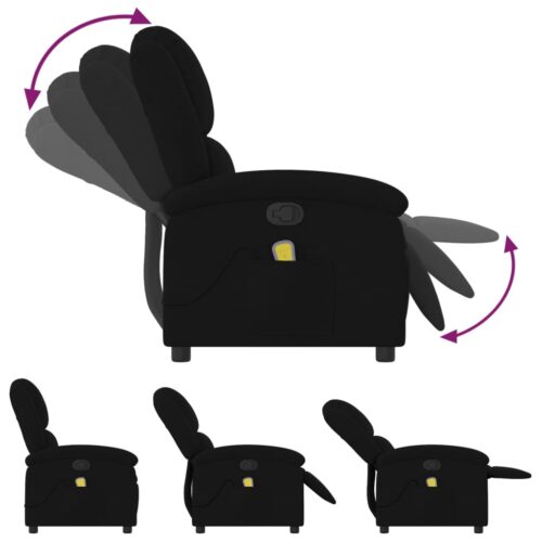 Massage Recliner Chair Black Velvet - Image 7