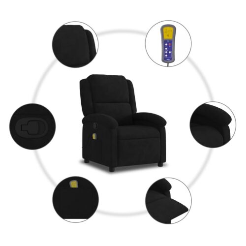 Massage Recliner Chair Black Velvet - Image 8