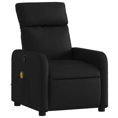 Massage Recliner Chair Black Faux Leather - Image 3