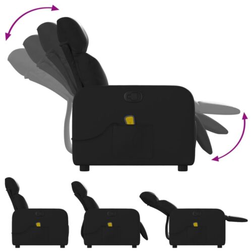 Massage Recliner Chair Black Faux Leather - Image 5